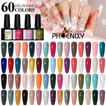 PHOENIXY, 60 цветов, УФ-гель-лак для ногтей, 8 мл, гель-лак для ногтей, Soak Off, блестящий гель-лак, гель-лак для ногтей, подарочный набор для женщин, салона color 01