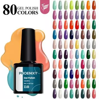 PHOENIXY, 80 шт., новые цвета, 8 мл, УФ-гель-лак для ногтей, 8 мл, гель-лак для ногтей, Soak Off, блестящий гель-лак, гель-лак для ногтей, подарочный набор для женщин, салон 159