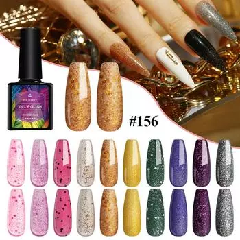 PHOENIXY, 8 мл, блестящий УФ-гель для ногтей, блестящие блестки, замачиваемый УФ-гель-лак, красочный гель-лак для ногтей, лак для дизайна ногтей «сделай сам»