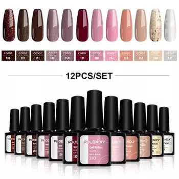 PHOENIXY 8 мл гель-лак для ногтей, партия замачиваемых УФ-светодиодов, полуперманентный набор гелей для ногтей, 12 шт., лак для дизайна ногтей, лак для дизайна ногтей set 01