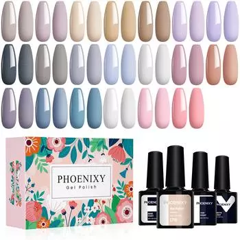 PHOENIXY 8 мл гель-лак для ногтей, базовое покрытие, матовое и глянцевое верхнее покрытие, долговечный гель-лак, полуперманентный гель-лак, дизайн ногтей «сделай сам» set 01