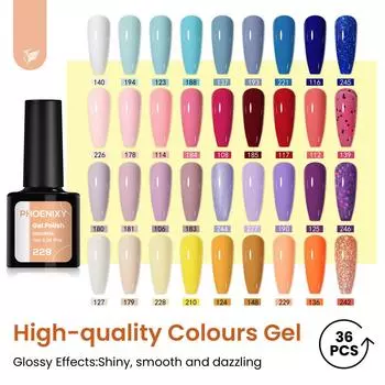 PHOENIXY 8 мл лак для ногтей УФ-светодиодный гибридный лак для дизайна ногтей гель-лайнер для маникюра — полуперманентный, блестящий и блестящий цветной гель