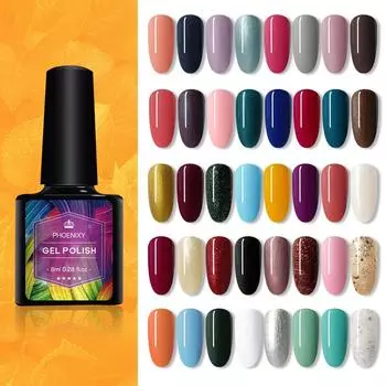 PHOENIXY 8 мл Набор гель-лаков для ногтей Soak Off - полуперманентный УФ-лак для дизайна ногтей, набор гелей для маникюра 40 colors
