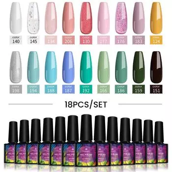 PHOENIXY 8 мл УФ-гель-лак для ногтей Маникюрный набор Блестящий гель-лак с УФ-светодиодным верхним и базовым покрытием Идеально подходит для дизайна ногтей в салонном маникюре