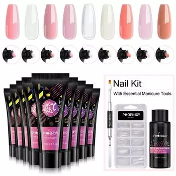 PHOENIXY 9 цветов поли гель набор для наращивания ногтей Crystal Jelly Builder набор гель-лаков для ногтей универсальный маникюрный набор
