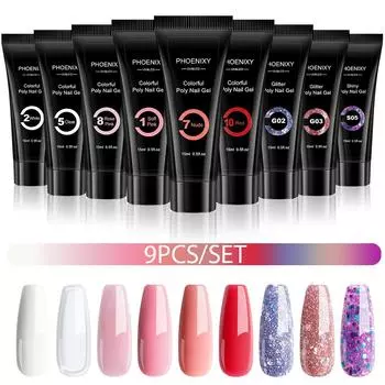PHOENIXY Гель для наращивания ногтей Поли УФ-гель для наращивания ногтей Лак для ногтей 15 мл Дизайн ногтей Все для быстрого наращивания Маникюрный гель