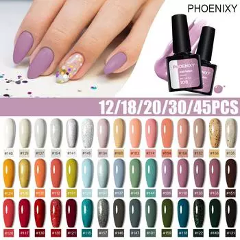 PHOENIXY Набор гель-лаков для ногтей 12/18/20/30/45 шт. Набор 8 мл Гибридный полупостоянный УФ-светодиодный набор для маникюра 12pcs