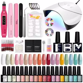 PHOENIXY Nail Art Set 10 цветов Гель-лак с УФ-гелевой сушильной лампой для наращивания ногтей Гель-дрель для ногтей Маникюрные инструменты для дизайна геля для ногтей SET 3