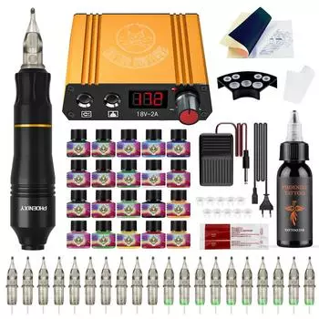 PHOENIXY Professional Tattoo Machine Kit Набор ручек для татуировки с блоком питания для татуировщиков