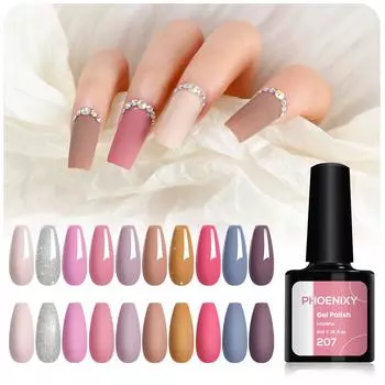PHOENIXY телесный цвет гель-лак для ногтей розовый молочно-белый кружевной черный УФ-светодиодный полуперманентный гель-лак для дизайна ногтей 8 мл 211