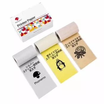 Phomemo M02 M02S M02 Pro P2S M03 M04S M04AS T02 Оригинальная термобумага в рулонах, набор из 3 рулонов, 53 мм, 3 цвета, термобумага, этикетка, наклейка, терморулон