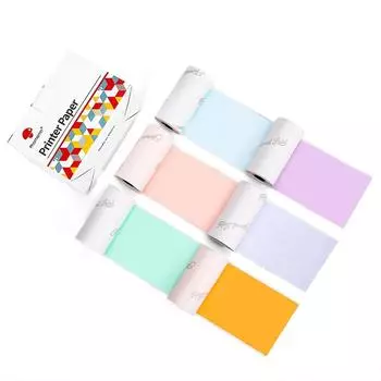 Phomemo M02 M02S M02 PRO P2S M04S T02 Подлинная термобумага M02 в рулонах, 6 рулонов, в упаковке, 53 мм, 6 цветов, термобумага, этикетка, наклейка, термобумага