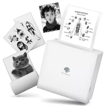 Phomemo M02 Mini совместим с термальной мобильной фотографией, портативной термальной карманной наклейкой-липучкой 203DPI Bluetooth для работы из дома белый