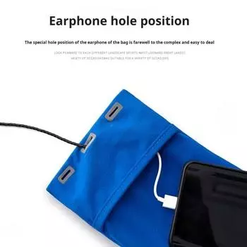 Phone Arm Bag High Elasticity Anti-slip with Earphone Hole Water-Repellent Lightweight Fitness Jogging M синий