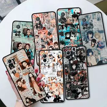 Phone Black Silicone Case For Xiaomi Mi 12 11 Lite 11T 9T 10T 12S Pro Ultra Note 10 Lite 9 Shell Fundas Kimetsu Demon Slayer Xiaomi Mi 9T(9T Pro)