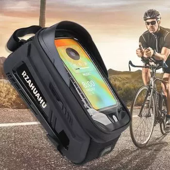 Phone Case Bike Accessories Touch Screen Waterproof MTB Road Bike Bag Bicycle Bag Cycling Bag Top Frame Tube Bag with Sun-Visor Cycling accessories Black