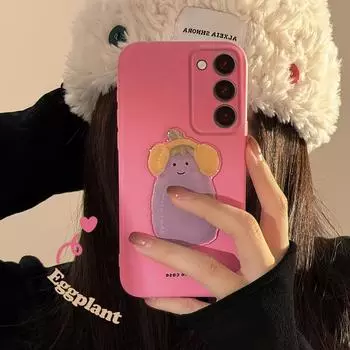 Phone Case for Samsung Galaxy A54 A14 S24 S23 S22 Ultra S22 Plus A53 A23 A21S A13 A12 Cartoon Cute Eggplant Hard PC Shockproof Phone Cover A53-5G