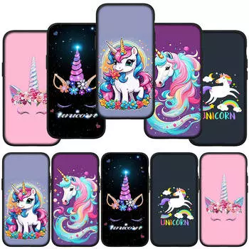 Phone Case for Samsung Galaxy S24 S23 iPhone 15 14 Xiaomi Redmi Note 13 12 11 8 10 9 Pro Max Plus X XR OPPO A15 Huawei Comics Unicorn Horse Cover
