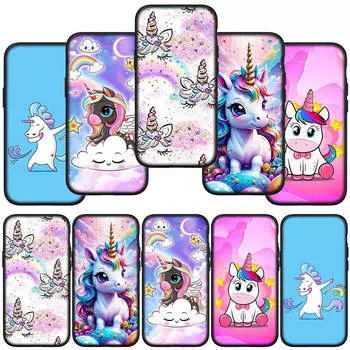 Phone Case for Samsung Galaxy S24 S23 iPhone 15 14 Xiaomi Redmi Note 13 12 11 8 10 9 Pro Max X XR OPPO A15 Huawei Cartoon Unicorn Horse Cover