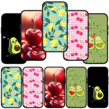 Phone Case for Samsung Galaxy S24 S23 iPhone 15 14 Xiaomi Redmi Note 13 12 11 8 10 9 Pro Max X XR OPPO A15 Huawei Fruit Avocado Summer Cherry Cover