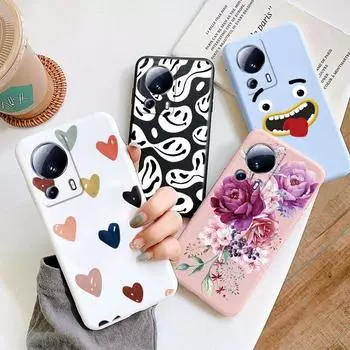 Чехол для телефона Xiaomi 13 Lite, защитный чехол, силиконовый, противоударный, мягкий чехол для Xiaomi 13 Lite, розовый, с цветочным узором, TPU, черный, розовый, чехол для мобильных телефонов Xiaomi 13 Lite