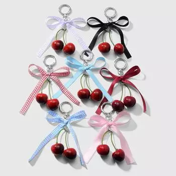 Phone Chains Cherry Pendant Phone Charms Ballet Style Pendant Ribbon Bow Keychain Couple Kids Style 5