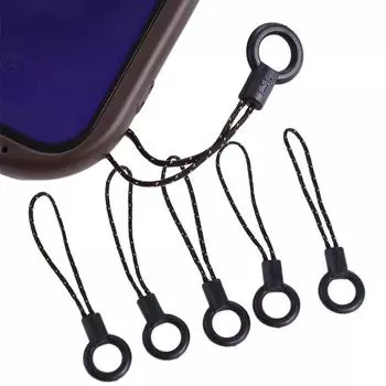 Phone Charms Mobile Phone Lanyard Black Circle Cellphone Strap Lanyard Lariat Cords DIY Lanyard 5Pcs
