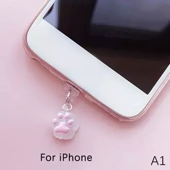 Phone Dust Plug Cute Cat Claw Phone Accessory Pendant Decoration For Iphone Type-C Charging Interface AVE A1