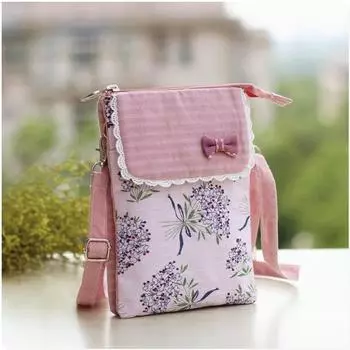 Phone Holder and Key Small Bag Lightweight Women s Small Crossbody Mobile Phone Bag Ladieswear Mini Small Bag Fabric Women s Pink-bouquet 5 layers