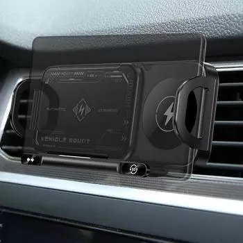 Крепление для телефона на вентиляционное отверстие автомобиля, держатель для мобильного телефона с двойной спиралью, навигационный кронштейн для мобильного телефона с прямым экраном чёрный