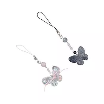 Phone Pendant Rabbit Keychain Pendant Phone Lanyard Phone Strap Bead Phone Charms Car Keys Decor butterfly1