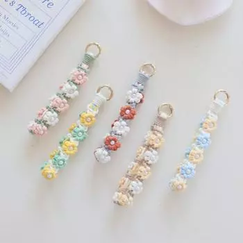 Phone Wristband Woven Daisy Flower Hanging Chain Colorful Bohemian Key Fob Strap Hanging Accessory style2