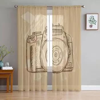 Прозрачные шторы для фотокамеры для гостиной, прозрачные тюлевые занавески для окон, спальни, кухни, домашний декор, вуаль, шторы 135W x 114H(cm)