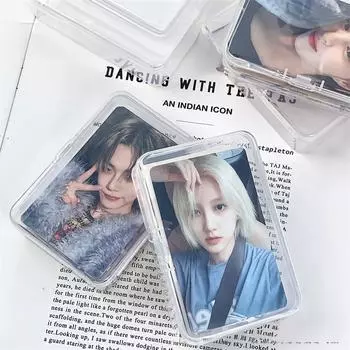 Photo Card Storage Box Idol Cards Storage Boxes Transparent Kpop Photocard Case Desk Dustproof Picture Stationery Organizer