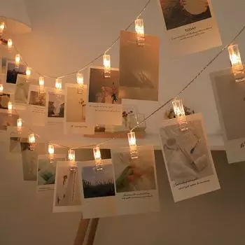 Photo Clip Christmas Fairy Lights Wedding Light 1.5M/2M/3M Party Garland Decoration Battery Operated Xmas LED String Lights Unique 1.5m10led теплый белый