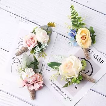 Photo Props Decorative Wedding supplies Boutonniere Bouquet Fake Flowers Artificial Flowers Corsage 4