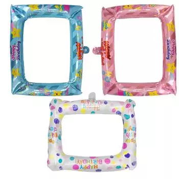 Photo props Foil Balloons 1Pcs Graduation Party Decorations Balloon Photo Frame Happy Birthday Birthday Photo Booth As picture shows розовый