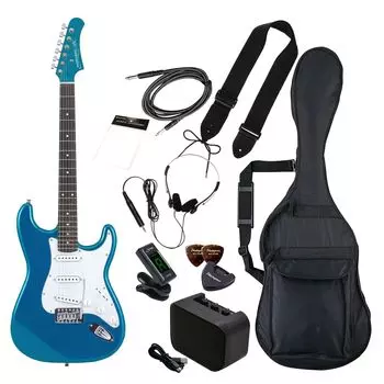 PhotoGenic Electric Guitar Beginner Beginner Set ST Type Metallic Blue wrench ST-180/MBL [Soft case/shield/mini