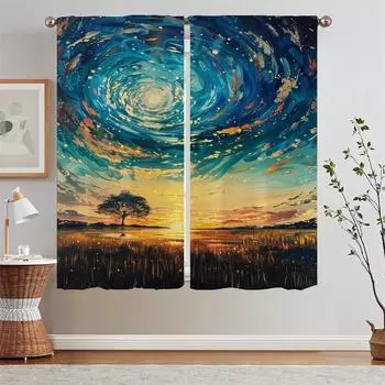 Фотограф Мэтт Моллой Кухонные шторы 2 шт. Прозрачные шторы для гостиной Шифоновые шторы Подхваты для штор Кудри Жалюзи W50xH70cmx2pcs-CL