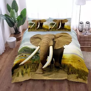 Photographic Elephant Stunning Duvet Cover Set King Queen Double Full Twin Single Size Bed Linen Set EU single(135x200cm)