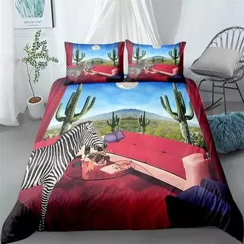 photographic zebra bedding set king queen double full twin single size bed linen set 140x210cm