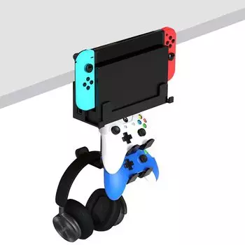 PhyiFlbey Подставка для наушников Держатель для игрового контроллера Подставка для наушников 3 в 1 Интегрированное хранение Крепление-зажим под стол Держатель для Switch Настенное крепление для
