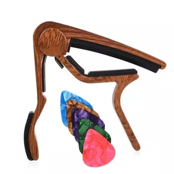 Phyxiul Guitar Capo Tast подходит для деревянной электрогитары и укулеле, фолк-гитары и поп-гитары, аксессуар-регулятор поставляется с 5 цветными гитарами