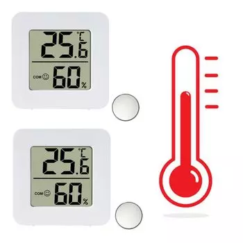 Phyxiul Temperature and 2 Pieces Digital Temperature and Mini Digital Thermometer and LCD Reptile Pet and Human Breeding Baby Florist Room Battery