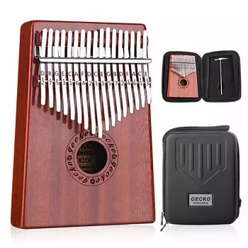 Пианино-калимба GECKO Kalimba с 17 клавишами, защитным молоточком из ЭВА, футляром для обучения и инструкцией.