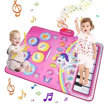 Piano Mat Toy Drum Set Multifunctional Music Mat Foldable Music Mat 8 Keyboard 17 Demo Songs 8 Types of Instrument Sounds Recording Playback Volume