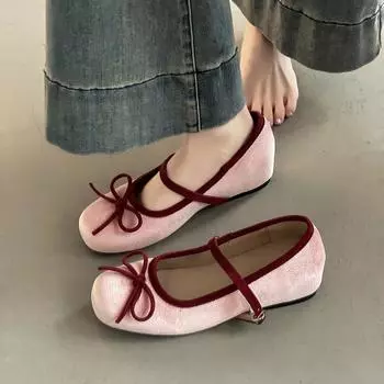 Piaohong одиночные туфли с бантом, закругленная внутренняя часть, увеличивающая рост, балетки женские, весна 2025, новые с юбкой, неглубокое горло, одиночные туфли 35 синий