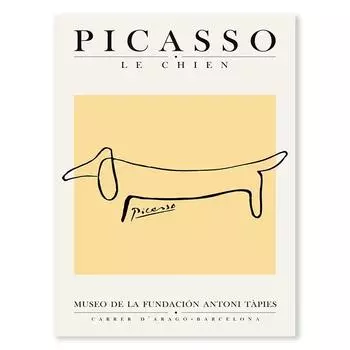 Picasso Colour Print Wall Art Cat Dog Line Canvas Painting Abstract Character Colour Block Poster Home Living Room Decoration 21cm30cm NoFrame