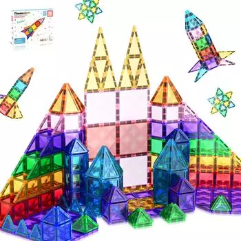 PicassoTiles 30 шт. Магнитные строительные блоки Mini Diamond Series Дорожный размер Магнитный строительный игрушечный набор STEM Образовательный игровой набор Образовательный игровой набор