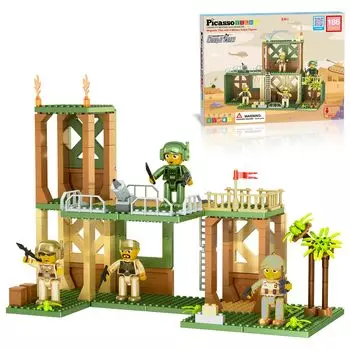 PicassoTiles Магнитные плитки Строительные кирпичики Блоки Военные боевые войска Тема Магнитные плитки Строительные блоки Игровой набор с 4 фигурками персонажей
